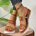 Colorblock-strap Wedges Sandals Summer Fashion Hemp Heel Slides Slippers Outdoor Thick Bottom Fish Mouth Shoes For Women DazzleTrove