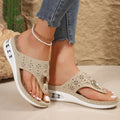 New Air Cushion Thong Sandals Summer Flip Flops Hollow Metal Buckle Wedges Shoes For Women Thick Sole Beach Shoes DazzleTrove