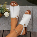 Fashion Solid Peep-toe Sandals With Back-srtap Summer Casual Outdoor Buckle Flats Beach Shoes For Women DazzleTrove