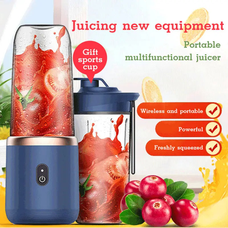 6blade Portable Blender Mini Juicer Cup Extractor Smoothie USB Charging Fruit Squeezer Blender Food Mixer Ice Crusher Portable Juicer Machine DazzleTrove