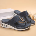 New Air Cushion Thong Sandals Summer Flip Flops Hollow Metal Buckle Wedges Shoes For Women Thick Sole Beach Shoes DazzleTrove