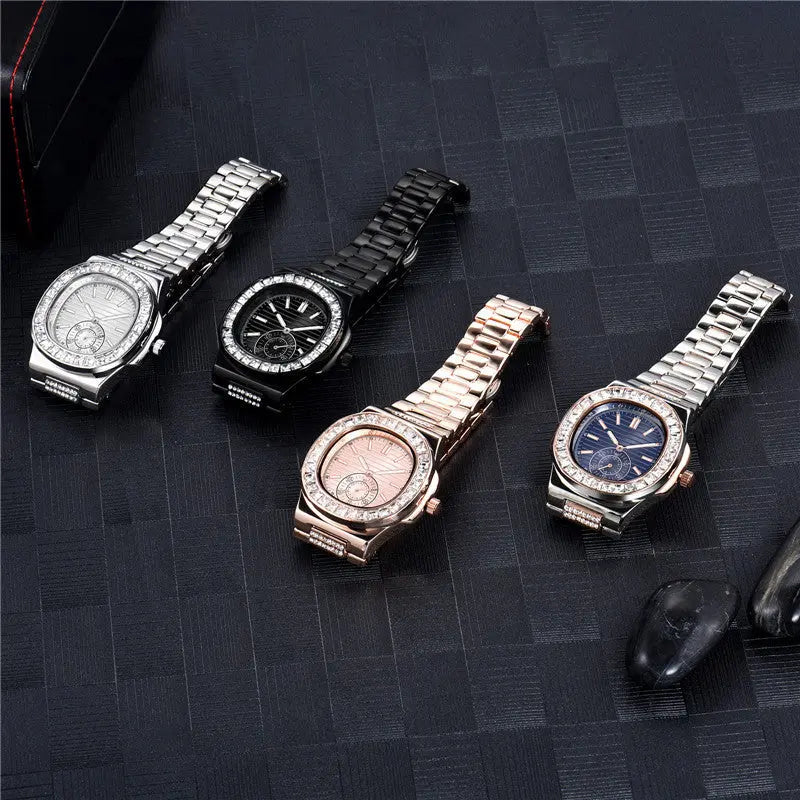 Mens Fashion Alloy Band Diamond Gifts Watches DazzleTrove