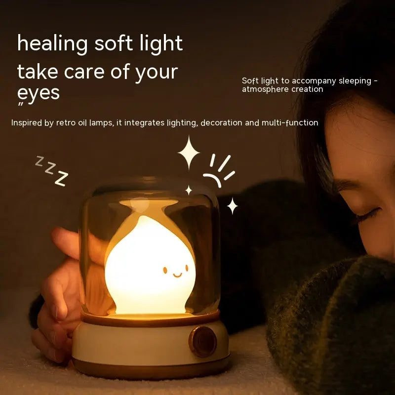 Retro Small Night Lamp Bedroom Mini Desktop LED Cute Night Lamp Creative USB Rechargeable Portable Cartoon Table Lamp For Coffee Bar Hotel Bedroom Home Decor DazzleTrove