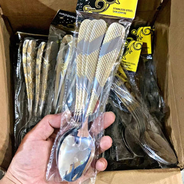 6PCs Large Size Western Spoon Thickened
