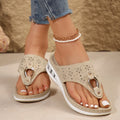 New Air Cushion Thong Sandals Summer Flip Flops Hollow Metal Buckle Wedges Shoes For Women Thick Sole Beach Shoes DazzleTrove