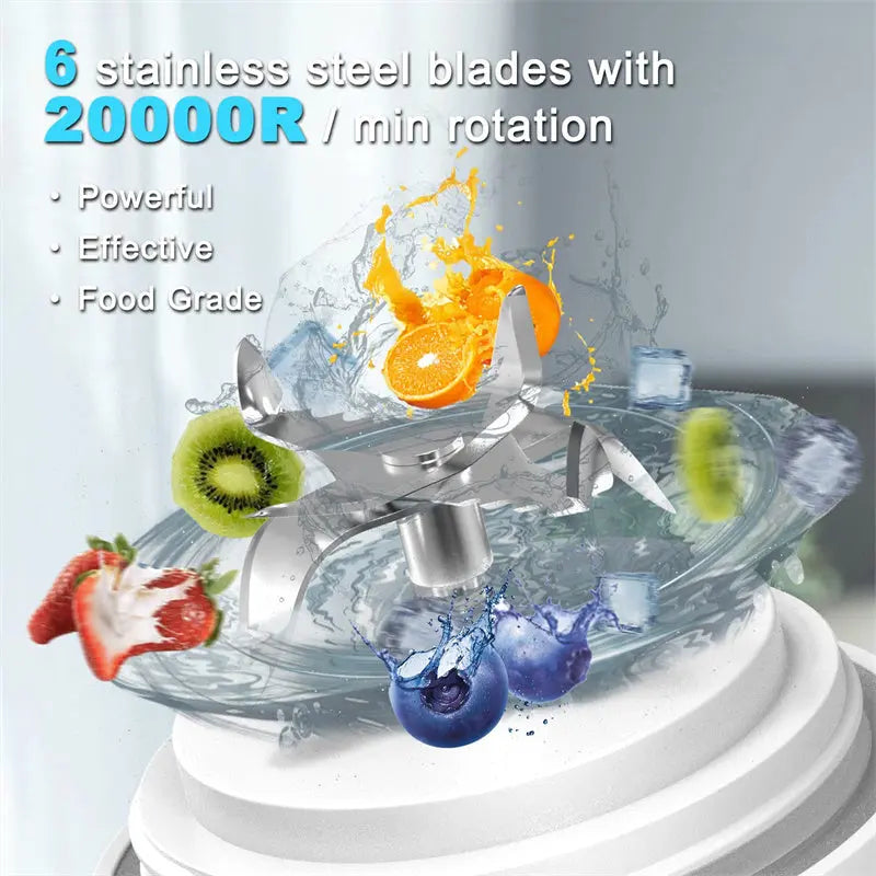 Portable Blender Juicer Personal Size Blender For Shakes And Smoothies With 6 Blade Mini Blender Kitchen Gadgets DazzleTrove