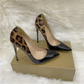 European And American Fashion Gradient Color 12cm Pointed Stiletto Heel Ladies Soft Leather Shoes Leopard Print Women's Fashion Shoes DazzleTrove