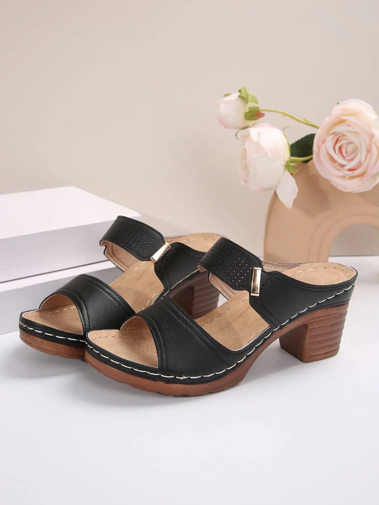Women's Casual Anti Slip Thick Soled High Heel Sandals DazzleTrove