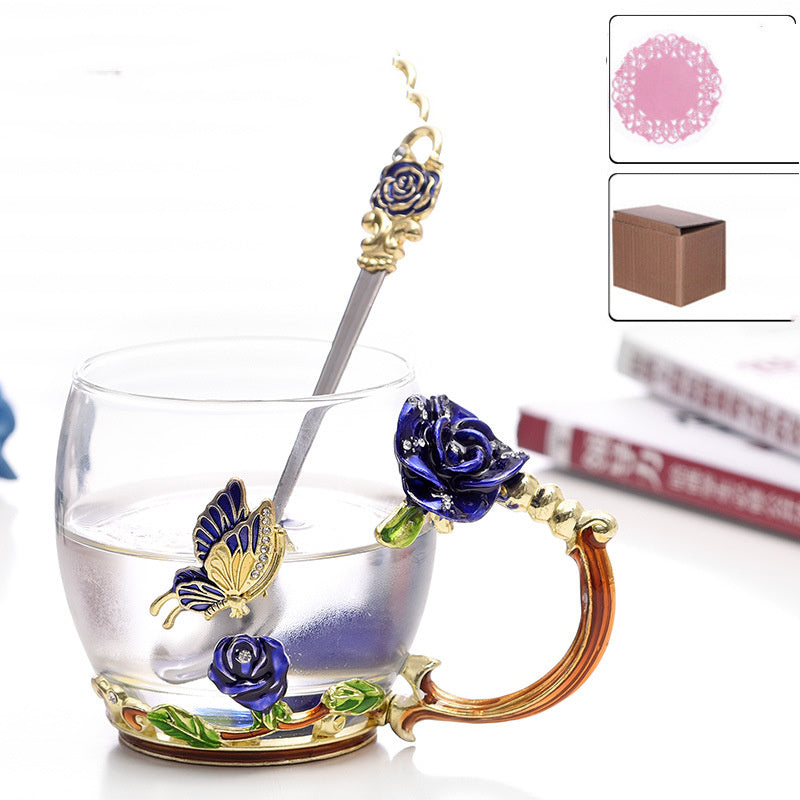 Enamel Water  Flower Teacup Tea Set