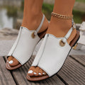 Fashion Solid Peep-toe Sandals With Back-srtap Summer Casual Outdoor Buckle Flats Beach Shoes For Women DazzleTrove
