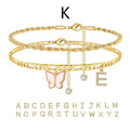 26 Letters Foot Ornaments Ladies Butterfly Double Layer Stack DazzleTrove