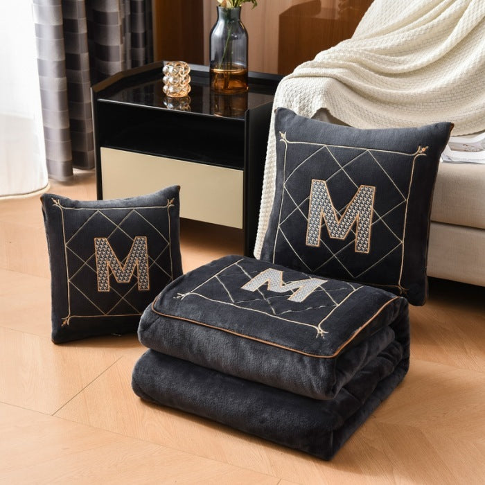 Plush Milk Fiber Pillow Blanket