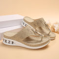 New Air Cushion Thong Sandals Summer Flip Flops Hollow Metal Buckle Wedges Shoes For Women Thick Sole Beach Shoes DazzleTrove