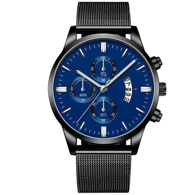 Mens Business Luxury Watches For Men Mesh Band Quartz Watch DazzleTrove