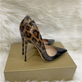 European And American Fashion Gradient Color 12cm Pointed Stiletto Heel Ladies Soft Leather Shoes Leopard Print Women's Fashion Shoes DazzleTrove