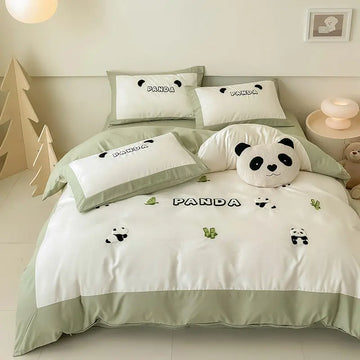 Cotton Four-piece Set Washed Fitted Sheet Duvet Cover Sheets Three-piece Bedding Set DazzleTrove