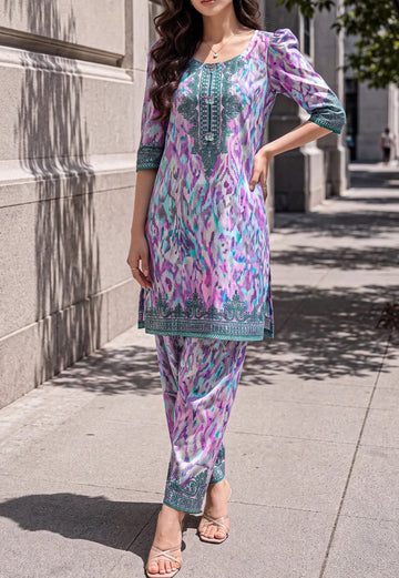 "Purple Ikat Print 2-Piece Suit
